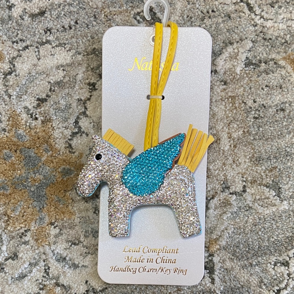 Natasha Silver Glitter Pegasus Bag Charm